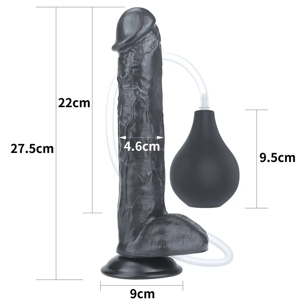 Фалоімітатор LoveToy Squirting 11'' 28 см чорний - фото 2