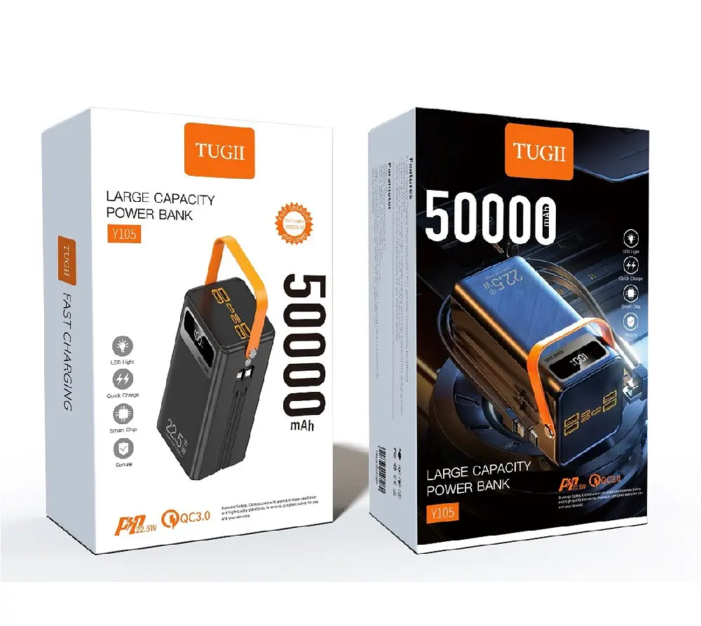 Портативний акумулятор зовнішній WUW TUGII Y105 50000мАг PD 22.5W чорний - фото 4