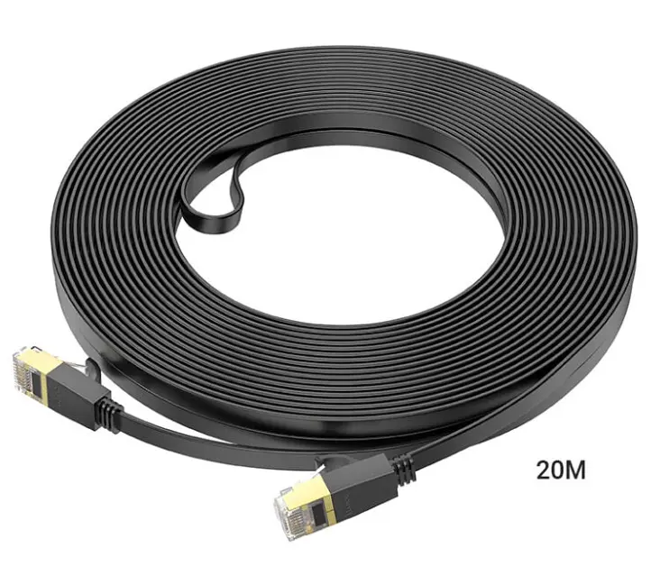 Патч-корд Hoco US07 General pure copper flat network cable (L-20M) Black - фото 2