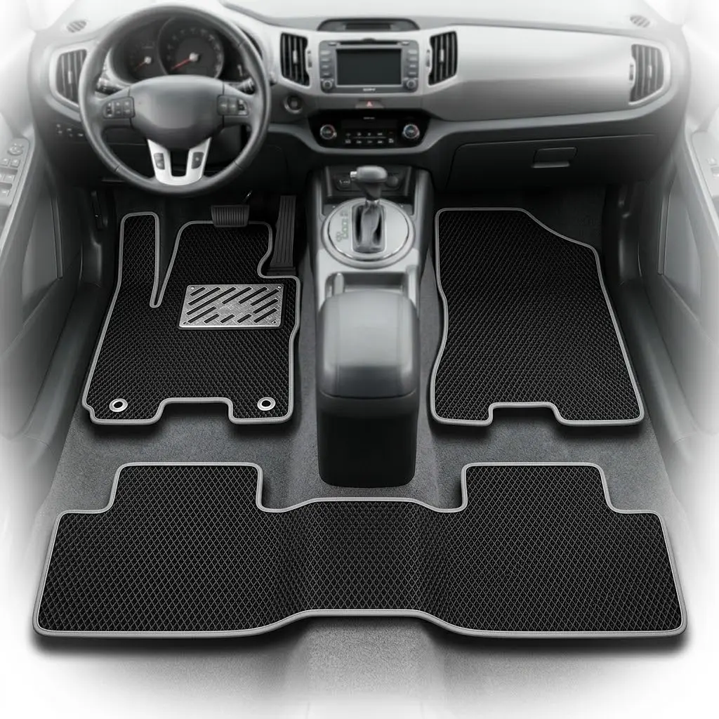 Килимки в салон EVA для Kia Sportage 2010-2015 Europe (Металевий підп'ятник) Чорні 5 шт