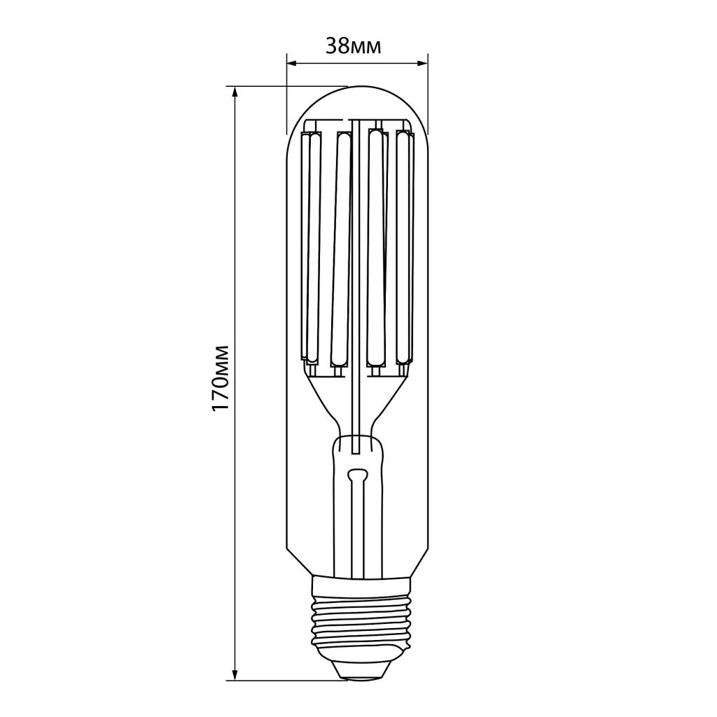 Лампочка Videx LED Filament T38F 24W E27 5000K (VL-T38F-24275) - фото 2