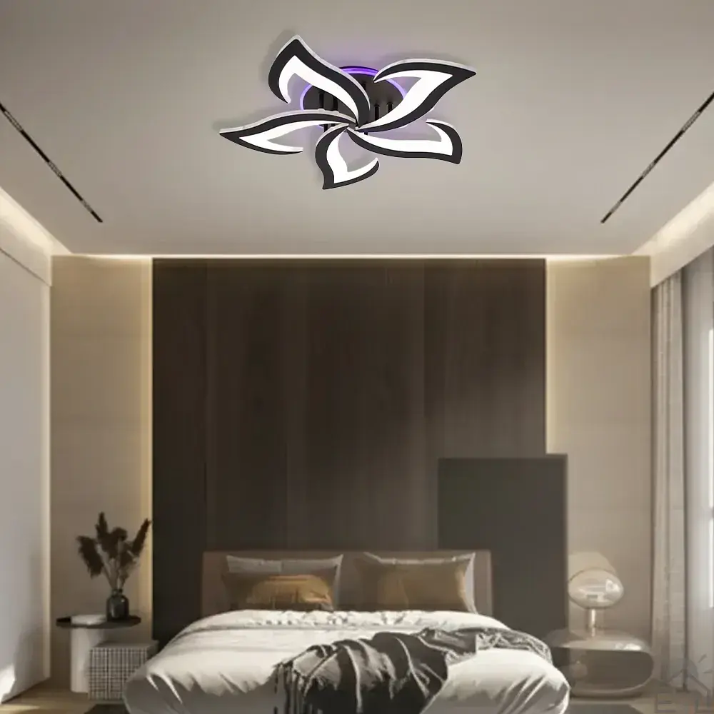 Керована світлодіодна люстра ELLA RGB 42+10 Вт 5F RC 600x95 мм Чорна ESLLSE - фото 9
