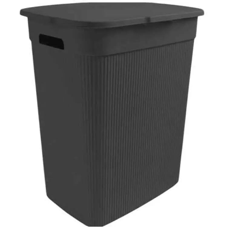 Кошик для білизни ELIF PLASTIK 40л антрацит з кришкою з/руч.