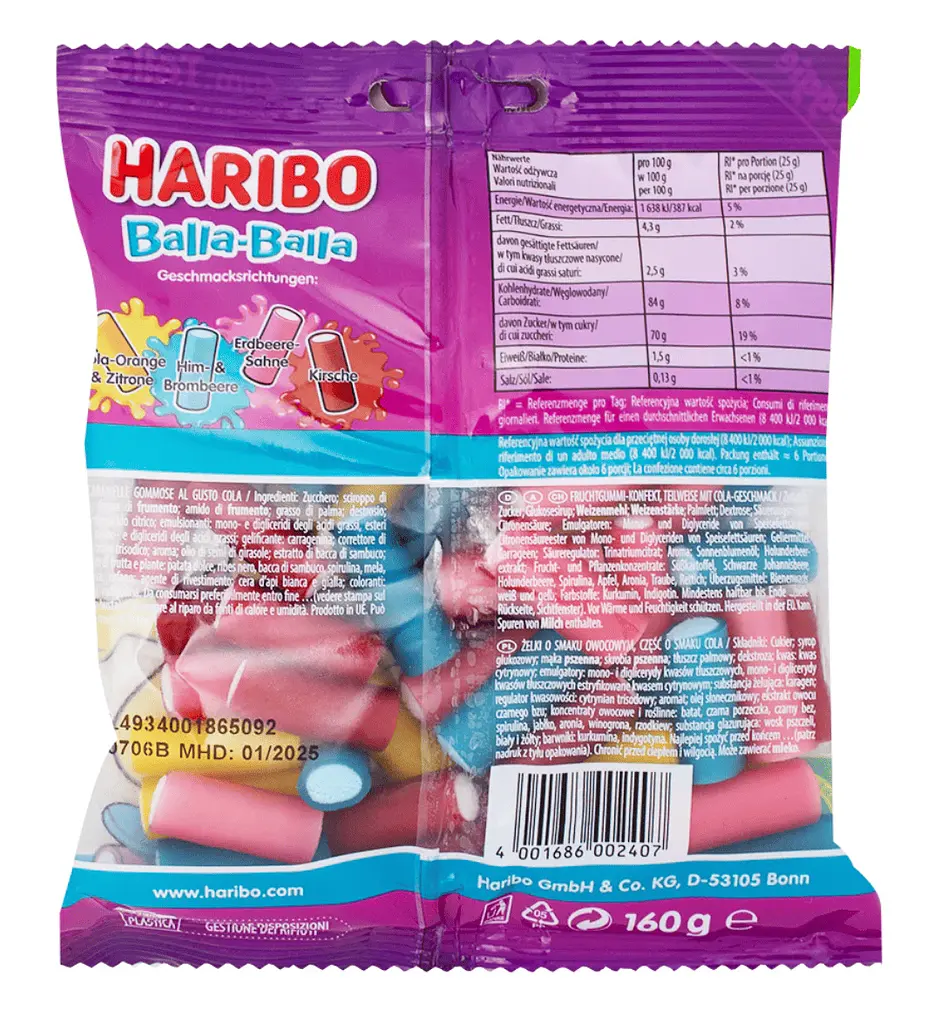 Жевательные конфеты Haribo Balla-Balla Gummy Candy 160г - фото 2