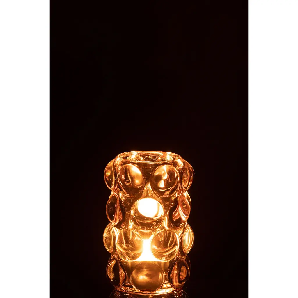 Свічник J-line скляний з об'ємними бульбашками 12 см рожевий відтінок  (30365) - фото 3