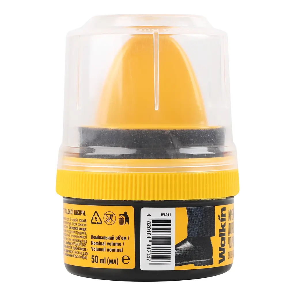 Крем-блиск для взуття з гладкої шкіри Walkin з аплікатором чорний 50 мл - фото 4