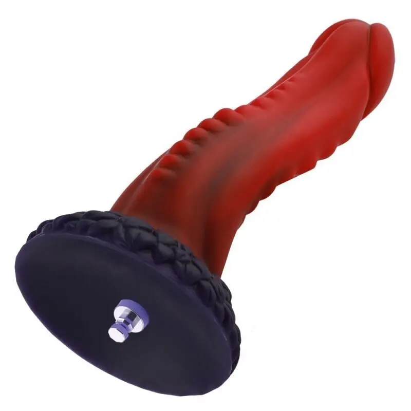 Фалоімітатор Hismith 8.35″ Curved Silicone Dildo Red Monster Series система KlicLok для секс-машин