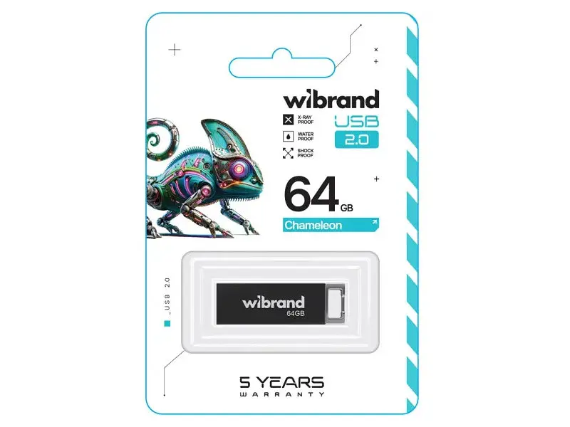 Флешка Wibrand 64 GB Chameleon Black USB 2.0 (WI2.0/CH64U6B) - фото 2