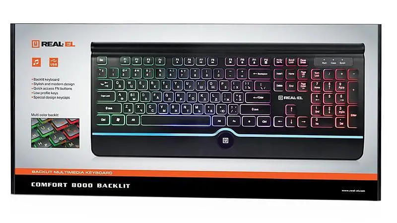 Клавіатура Real-el Comfort 8000 Backlit Ukr Чорний - фото 9