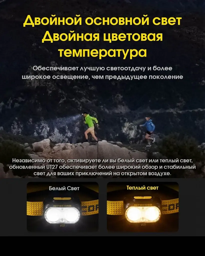 Налобний ліхтар із універсальним живленням Nitecore UT27 3xAAA USB-C 800лм 168м (9 режимів) - фото 9