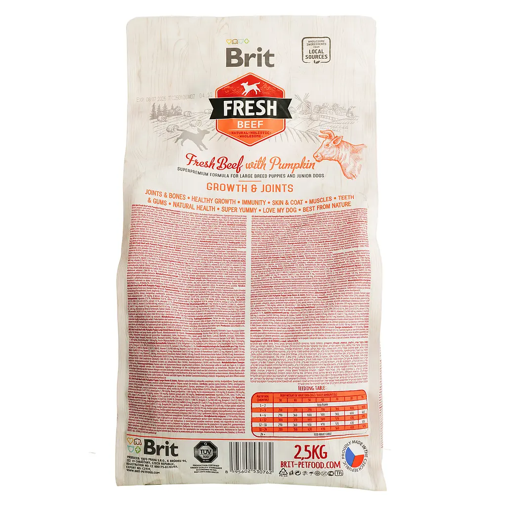 Сухий корм для цуценят великих порід Brit Fresh Beef & Pumpkin Puppy Large з яловичиною і гарбузом 2.5 кг - фото 3