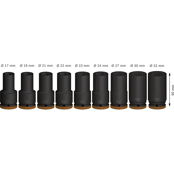 Набор ударных торцевых головок Deep 3/4 9 шт Bosch hoz0012701 - фото 4