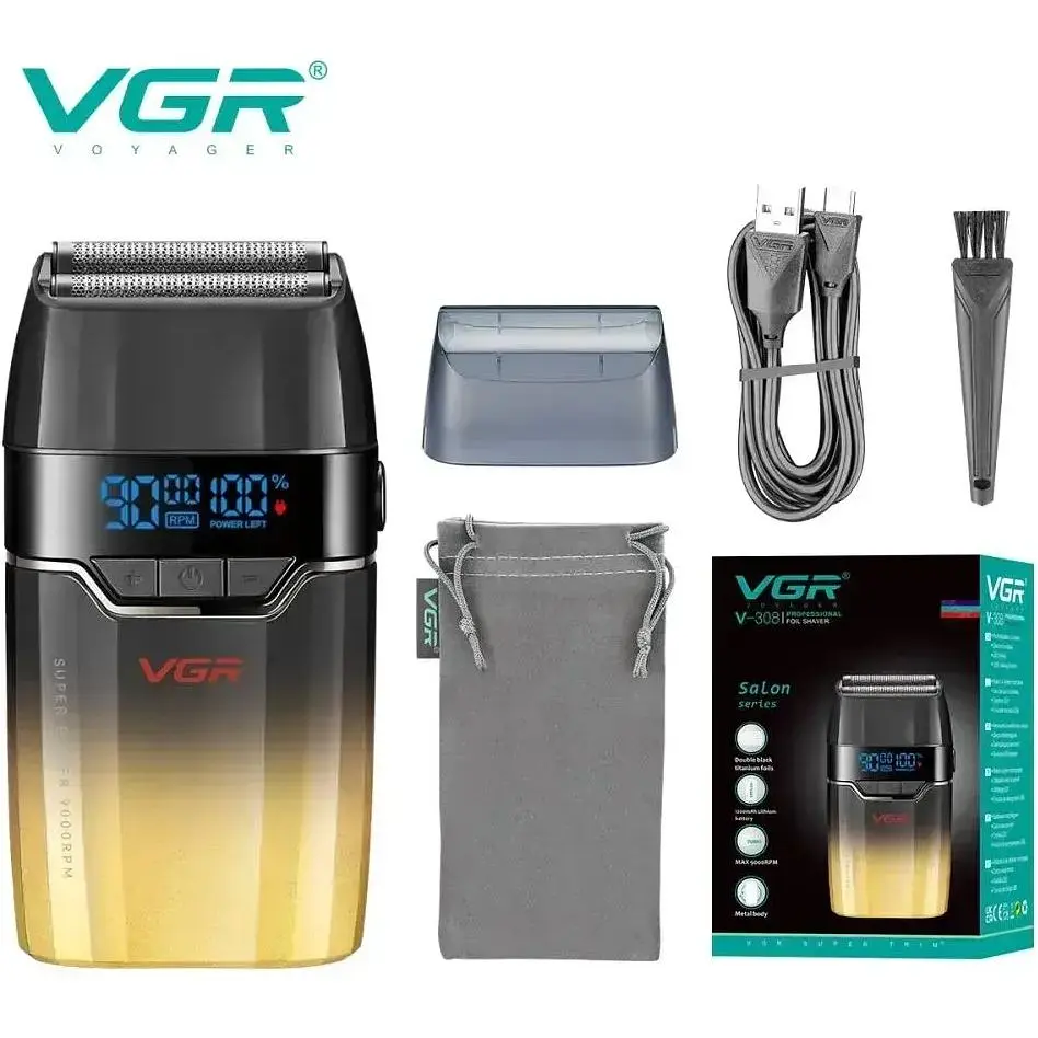 Профессиональный аккумуляторный шейвер для бритья бороды и усов VGR V-308 - фото 3