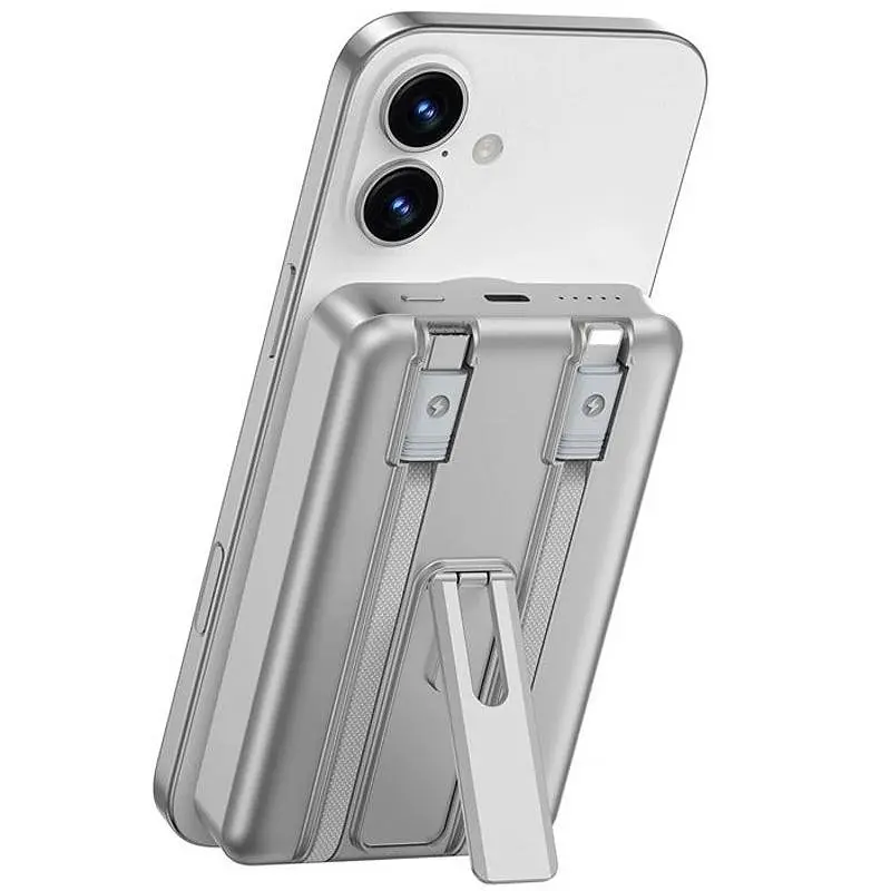 Портативне ЗП Power Bank Wi-P056 22.5W+PD20W із БЗП+iWatch з кабелем 10000 mAh Silver Wiwu teh0029379 - фото 3