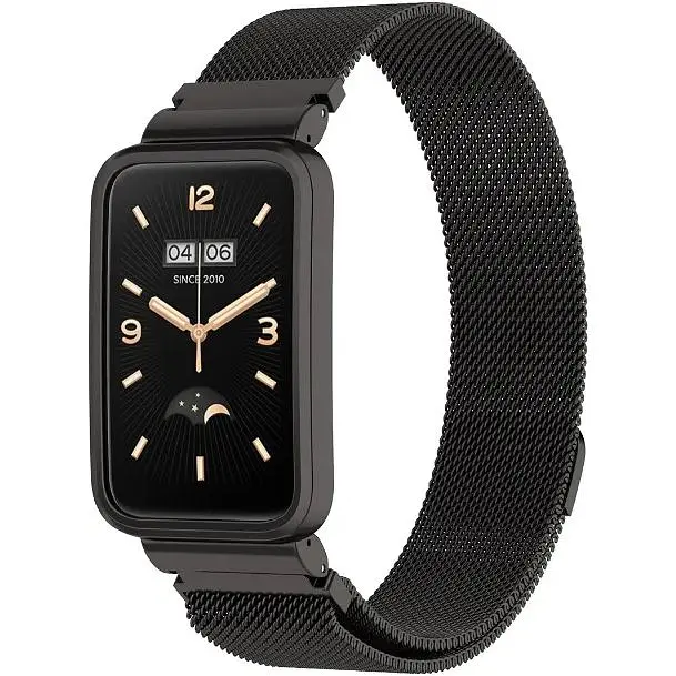 Ремешок-бампер DK для Xiaomi Mi Band 7 Pro Metal Milanese Loop Magnetic (black) - фото 3