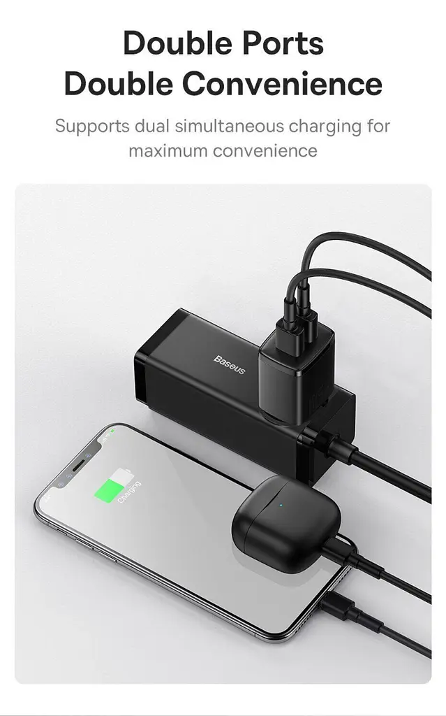 Мережевий зарядний пристрій Baseus Compact Charger 2U 10.5W Black (CCXJ010201) [74461] - фото 7