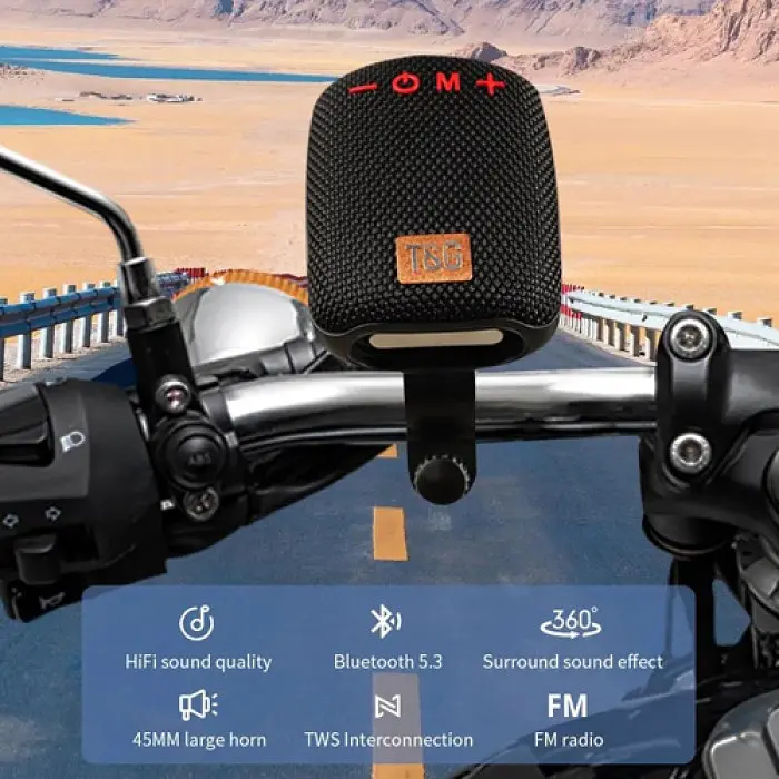 Портативна Bluetooth колонка-радіо з велокріпленням чорна TG392 5W - фото 3