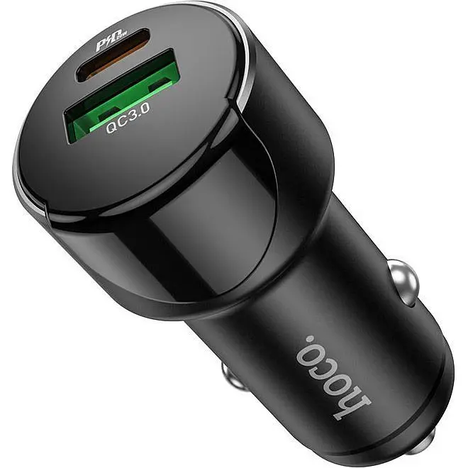 Автомобільний зарядний пристрій Hoco Z42 Light Road PD20W + QC3.0 Black [110008] - фото 4