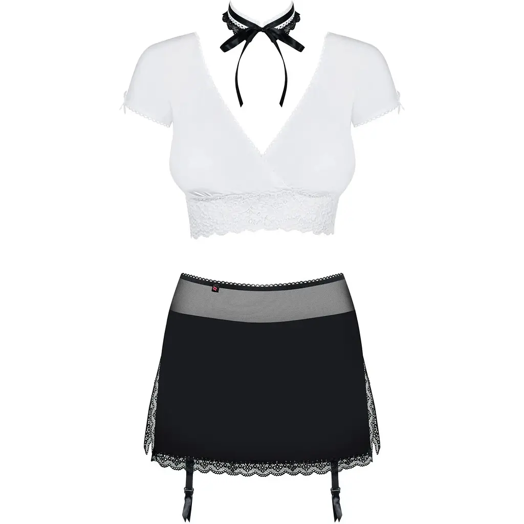 Еротичний костюм секретарки Obsessive Secretary suit 5pcs Black S/M, чорно-білий - фото 5