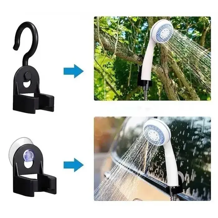Портативный душ USB Travel Shower с аккумулятором 2200 мА·ч, помпа, шланг 1.5 м, лейка, держатель - фото 3