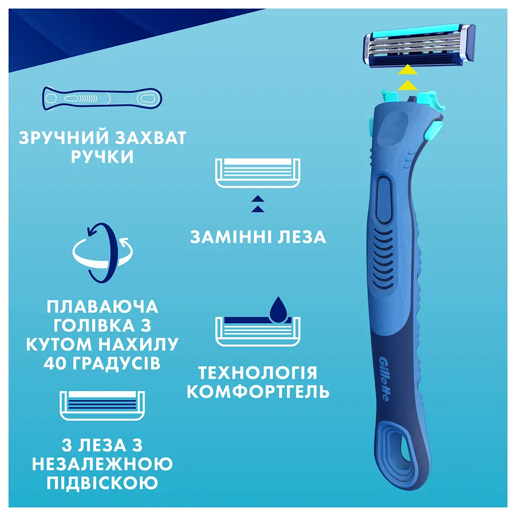 Змінні картриджі для гоління Gillette Sensor 3+ Comfort чоловічі  8 шт. - фото 2