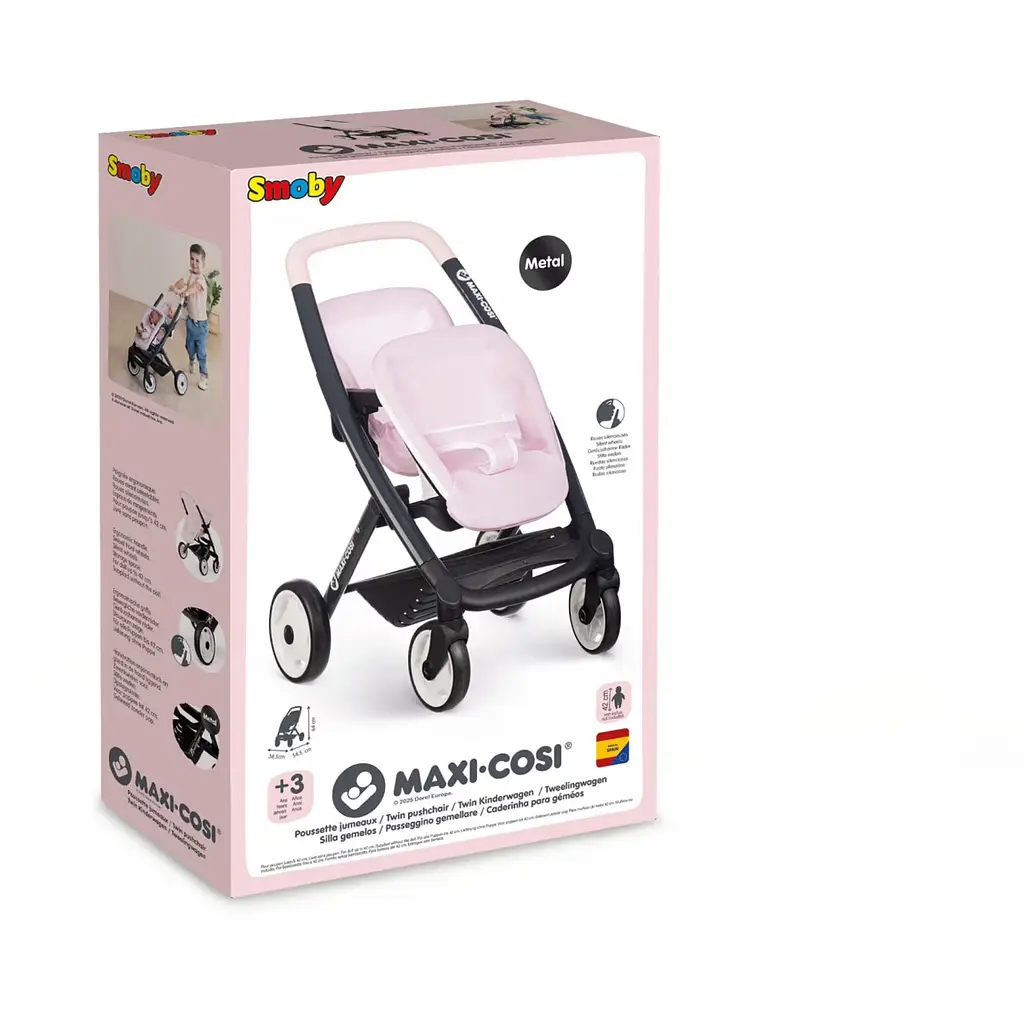 Коляска для ляльок-двійнят Smoby Toys Maxi-Cosi 54х38.5х64 см рожева перлина (7600253221) - фото 2