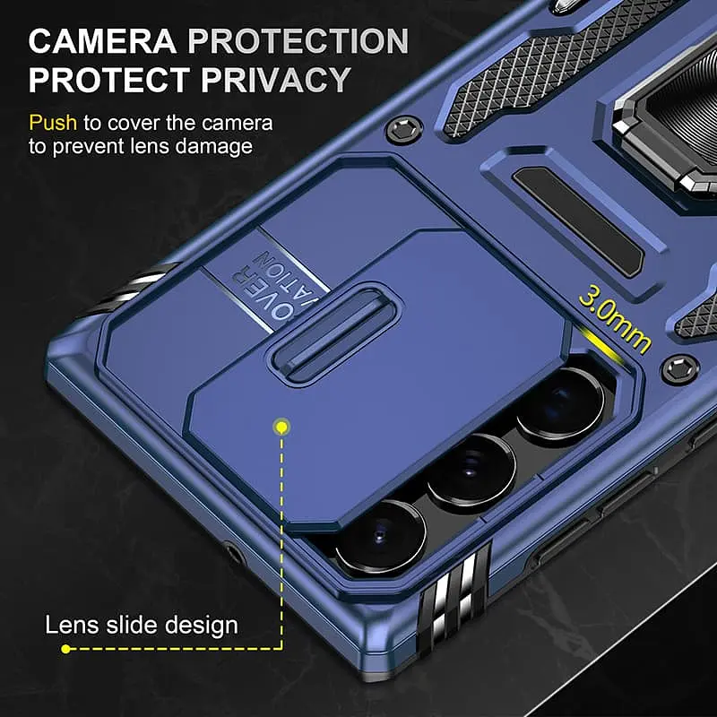 Чехол ударопрочный Epik Camshield Army Ring для Samsung Galaxy S24 Ultra Синий/Navy - фото 5
