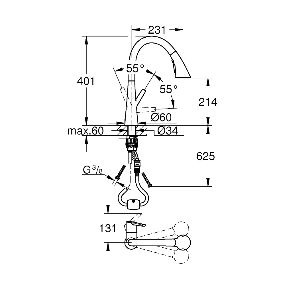 Змішувач для кухні Grohe Zebra 32294DC2, Никель - фото 5