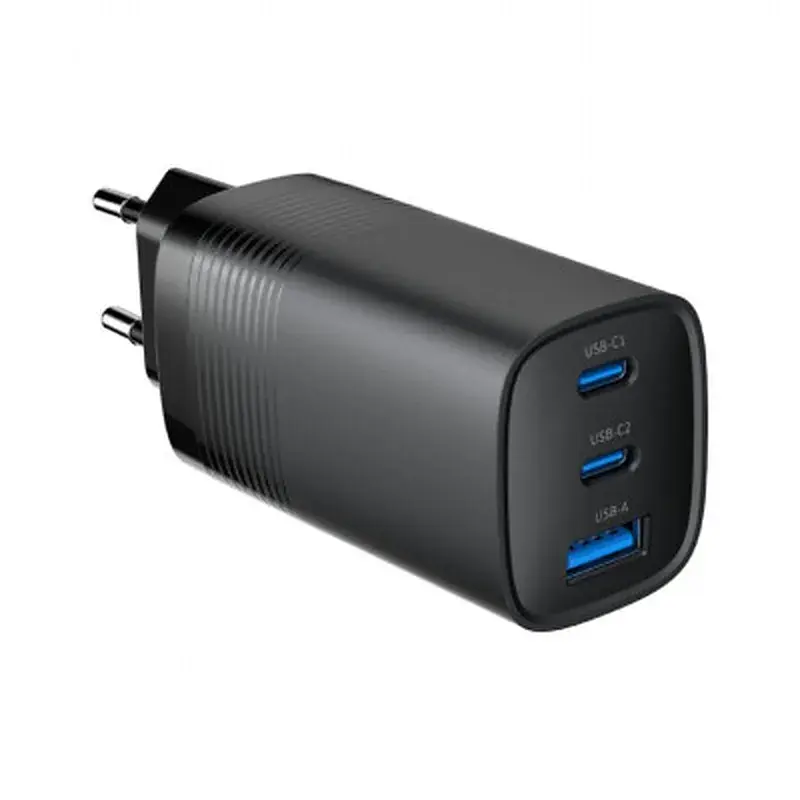 Зарядний пристрій Gembird USB-A + 2xType-C (PD18W + QC3.0 27W) black (TA-UC-PDQC65-01-BK) - фото 3