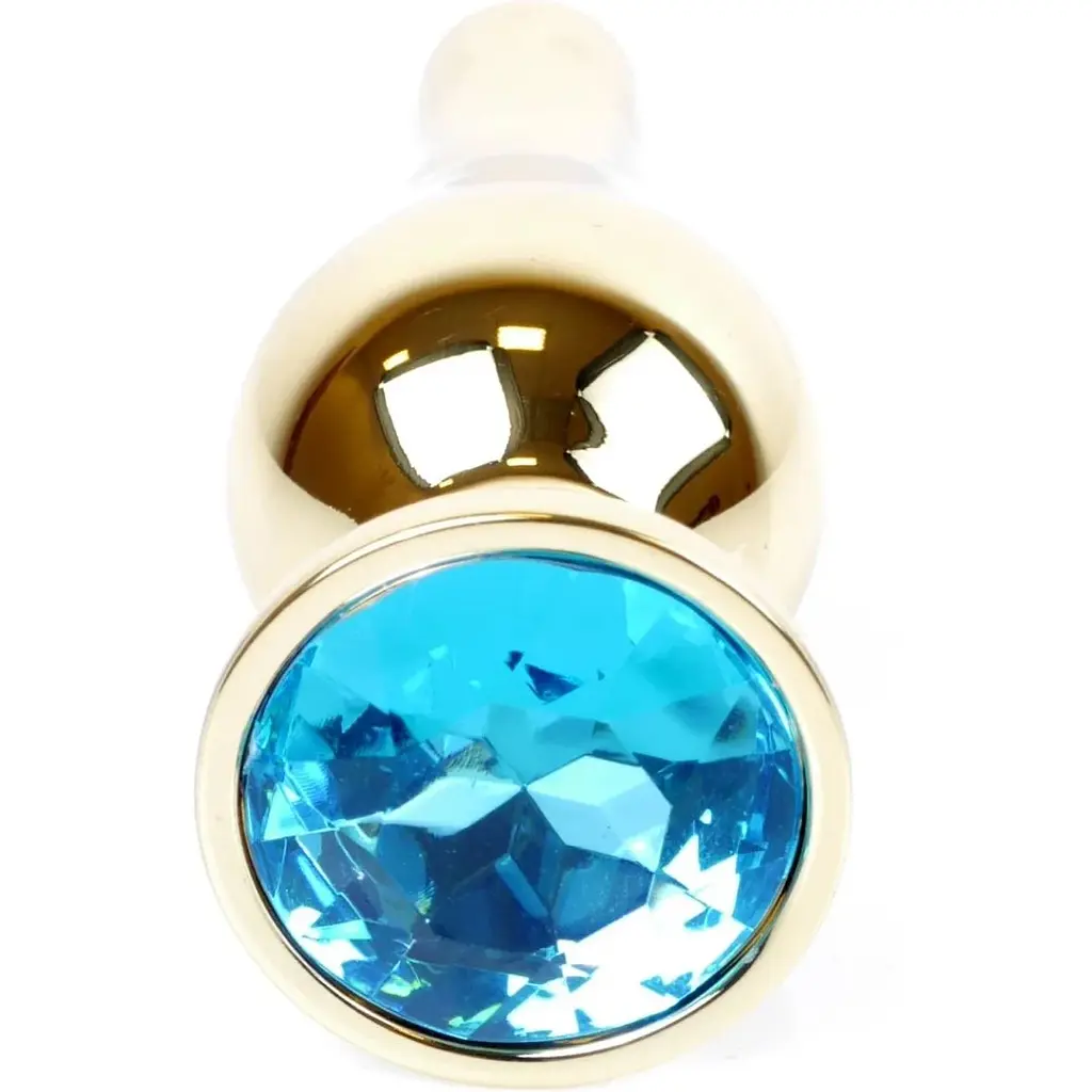 Анальна пробка Boss Of Toys Boss Series - Jewellery Gold Butt Plug Light Blue, BS6400067, Золотий / Голубой - фото 2