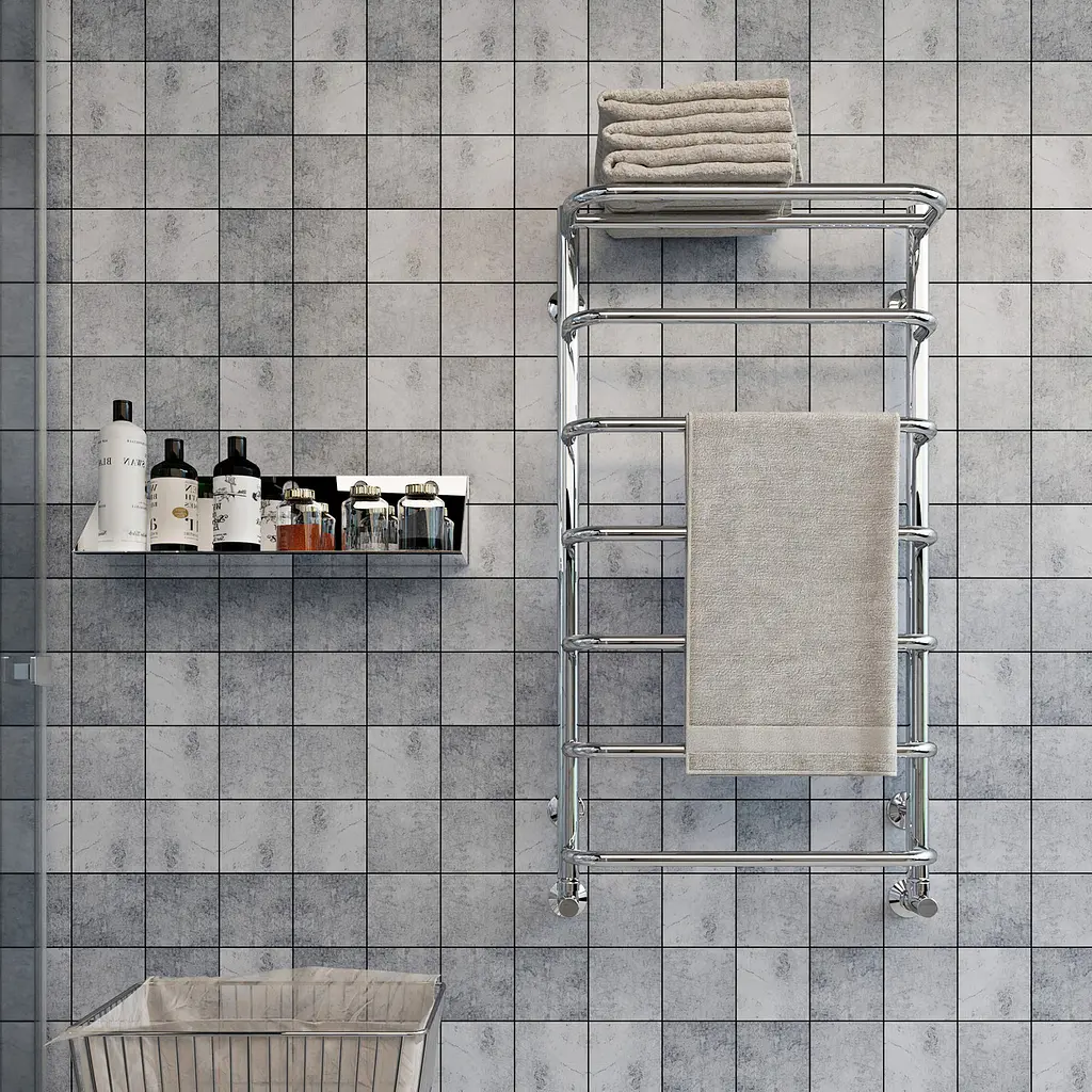 Водяной полотенцесушитель Kosser Скоба с полкой 600x530/5 ДСп03, Хром - фото 4