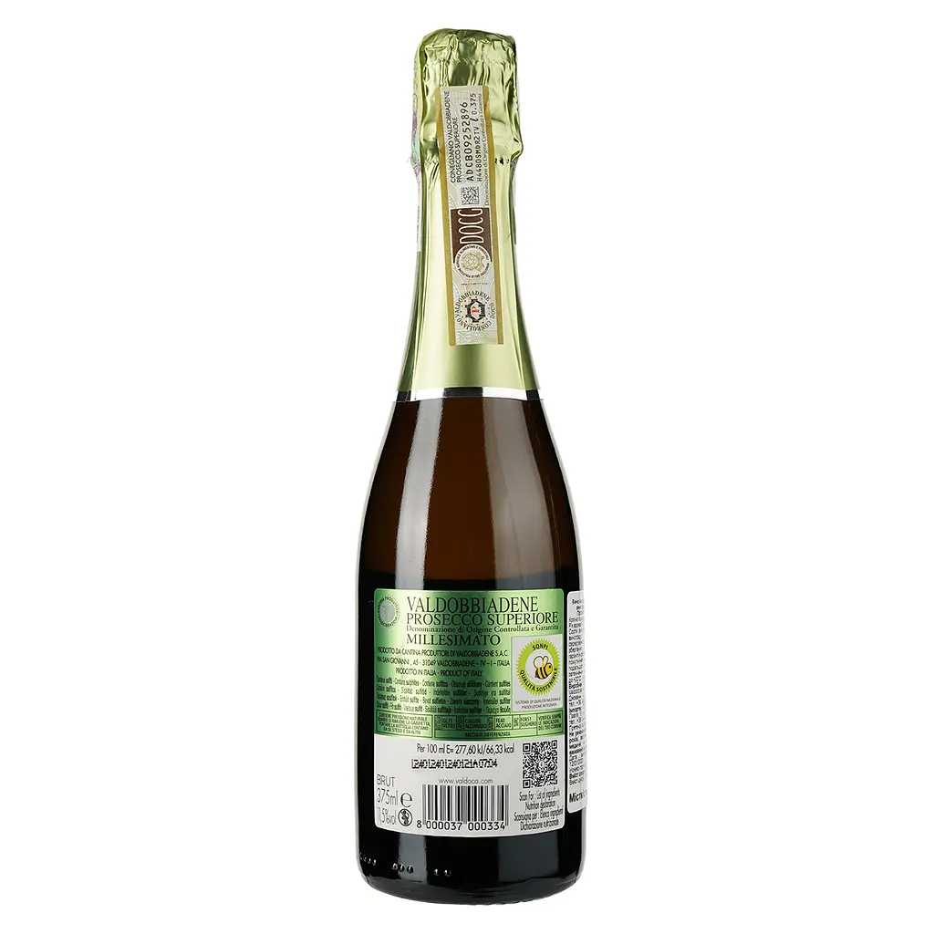 Игристое вино Val d'Oca Prosecco Superiore Brut белое брют 0.375 л - фото 2