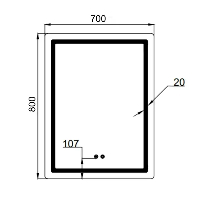 Дзеркало Qtap Mideya (MI2) прямокутне з LED-підсвічуванням Touch QT2078DCF7080 - фото 3