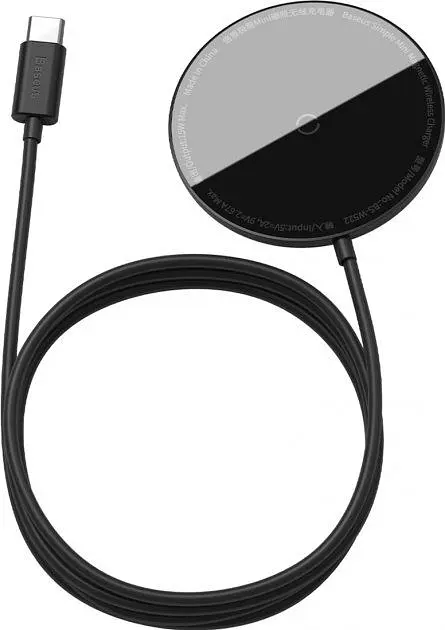 Бездротовий зарядний пристрій Baseus Simple Mini Magnetic Wireless Charger Black (WXJK-F01) [57329] - фото 3