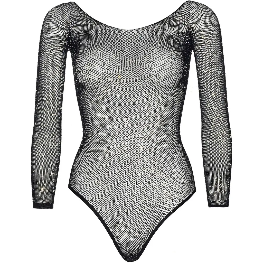 Боді Leg Avenue Crystalized fishnet Bodysuit Black One Size - фото 5