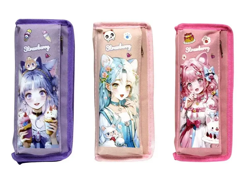 Пенал-косметичка на 2 відділення, Аніме дівчинка, 2736 (В асортименті) - фото 2