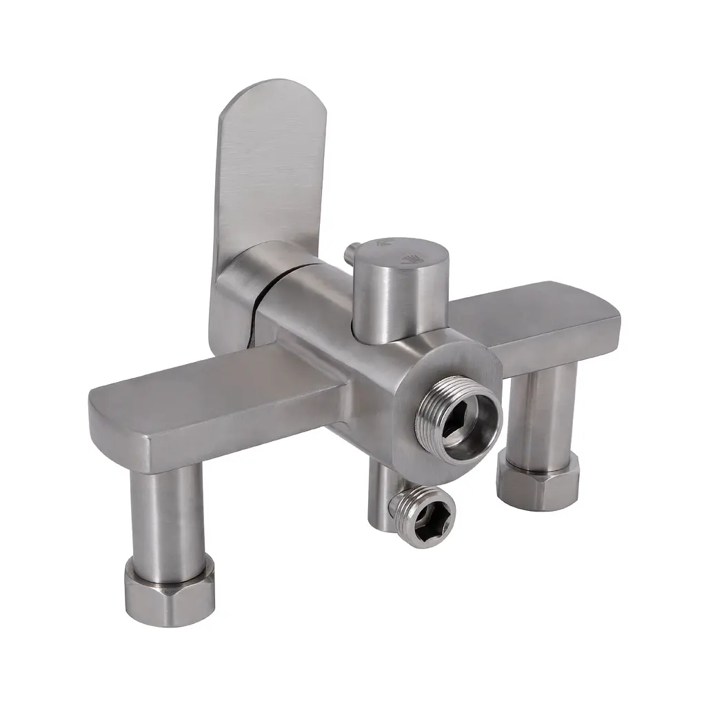 Змішувач для ванни Lidz Luna 005 (з душовим гарнітуром) (k35) LDLUN005NKS46093 Nickel Нержавіюча сталь - фото 4