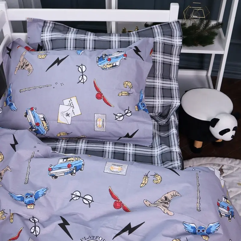 Простирадло на гумці MirSon Poplin Line Kids 08 Harry Potter 160х200 см сіре (2200009719554) - фото 5