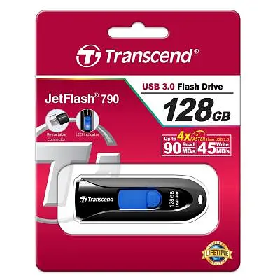 USB флеш накопитель Transcend 128GB JetFlash 790 Black USB 3.0 (TS128GJF790K) - фото 5