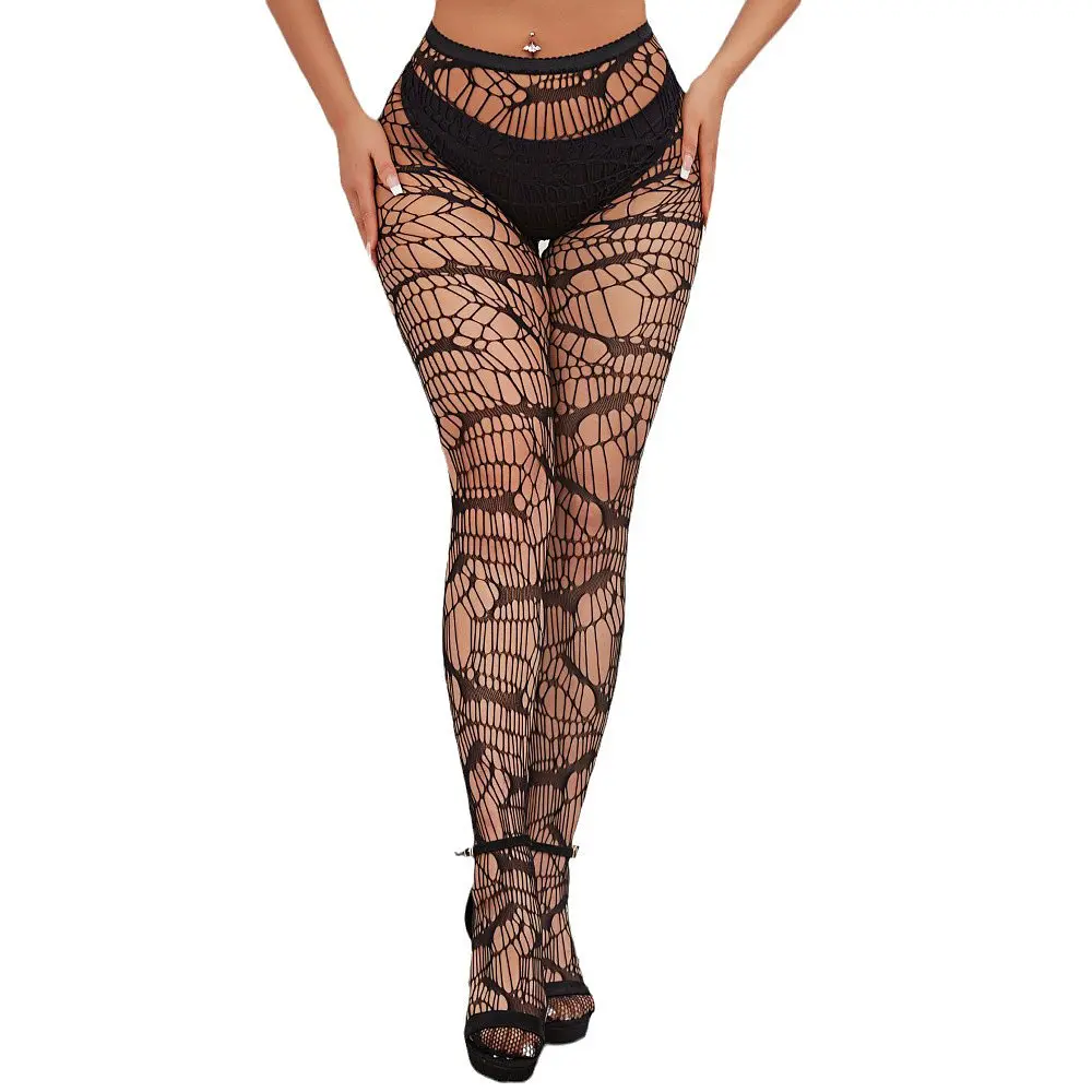 Колготки в сітку з павутиною та кажанами one size чорні - фото 3