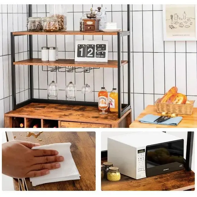 Стеллаж винный Costway Vinoteca кухонный шкаф в стиле Loft - фото 3