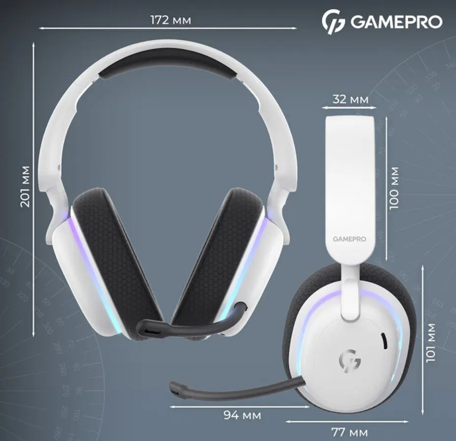 Игровые беспроводные наушники GamePro HSW-250 7.1 Bragi Asgard RGB Tri-Mod White - фото 17