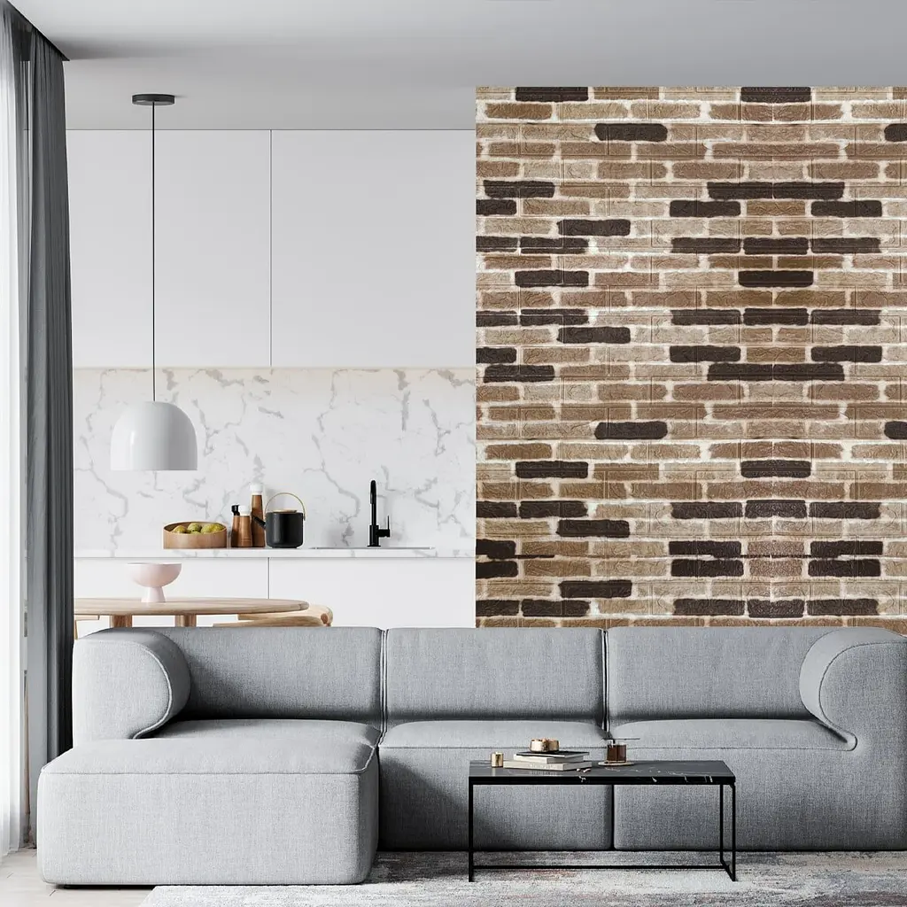 Самоклеюча декоративна 3D панель 3D Loft під коричневу катеринославську цеглу 700x770x3мм (346-3) - фото 3