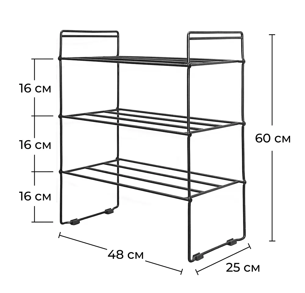 Етажерка для взуття Fabrika Home Art 48х25х60 см Чорний (FK1075B) - фото 2