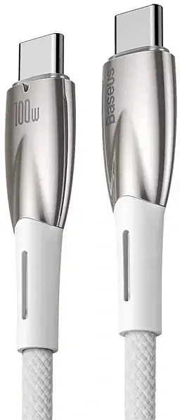 Кабель Baseus Glimmer Series Fast Charging Cable Type-C to Type-C 100W 1m CADH000702 White - фото 2