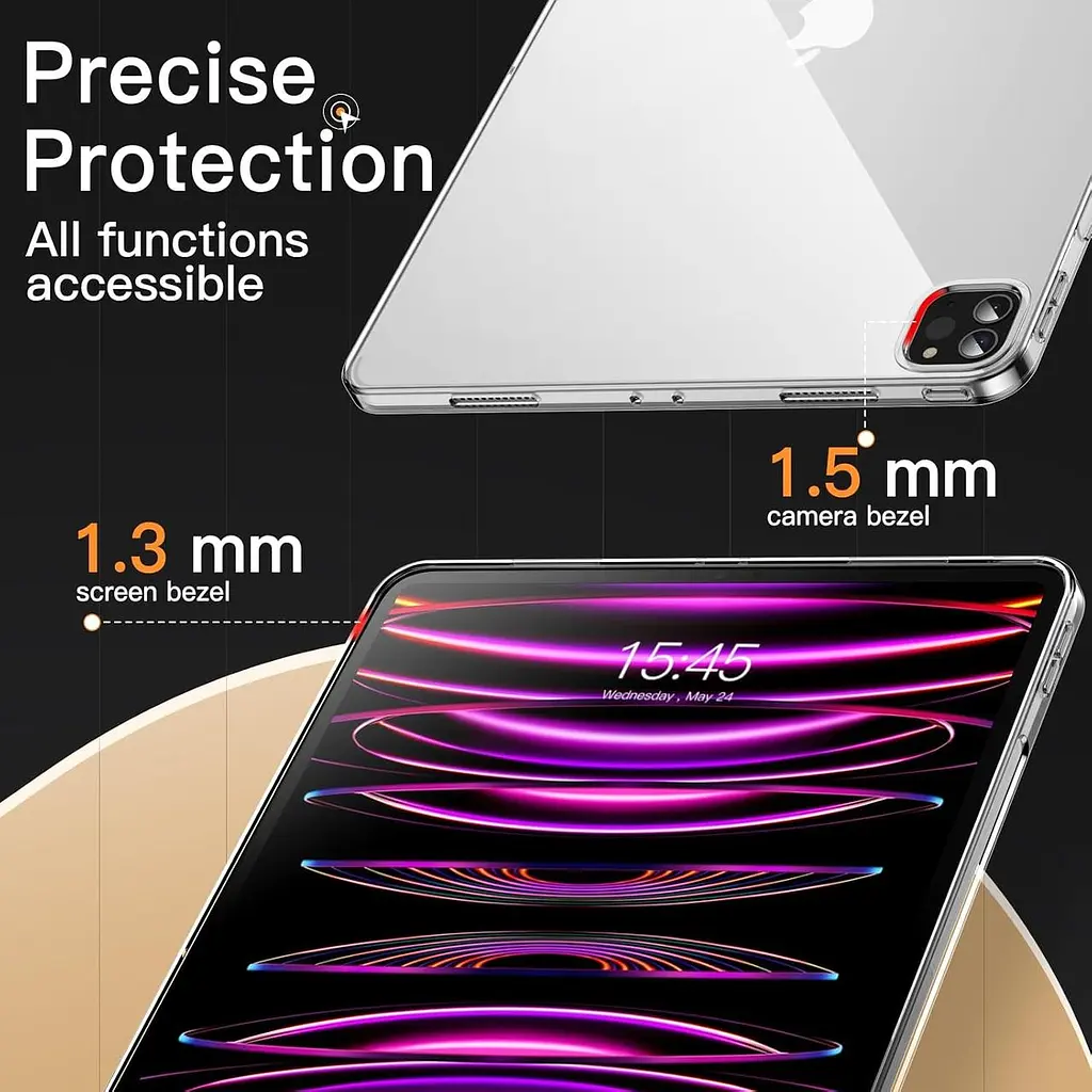 Чохол JETech для iPad Pro 12,9-дюймовий 2022/2021 (6-го/5-го покоління), м'який прозорий тонкий протиударний чохол для планшета TP - фото 4