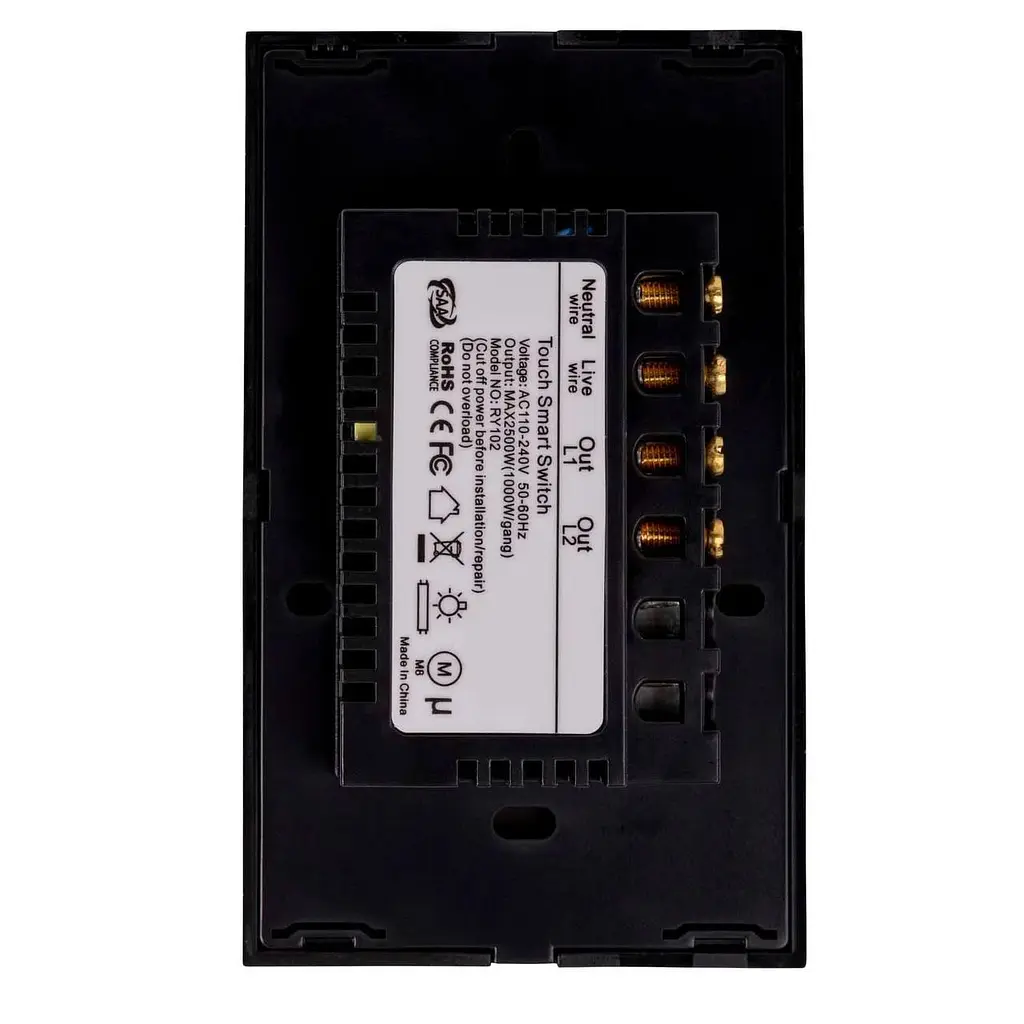 2-х канальний настінний вимикач Havit HV9210-2 Wifi чорний - фото 4