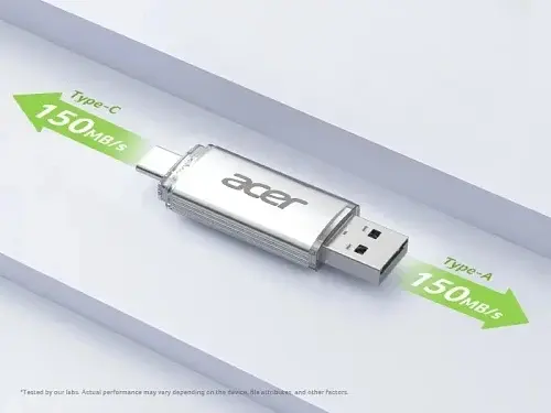 Флеш-накопичувач USB 32Gb UT300, Silver, Type-C / USB 3.2 Gen 1 (BL.9BWWA.588) Acer teh0029156 - фото 3