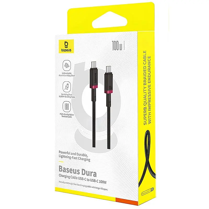Дата кабель Baseus Dura Series Fast Charging Type-C to Type-C 100W (2m) (P10377803) Red / Black - фото 3