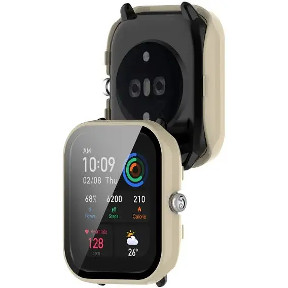 Чехол-накладка DK Пластик Gloss Glass Full Cover для Xiaomi Amazfit GTS 4 mini (ivory) - фото 2